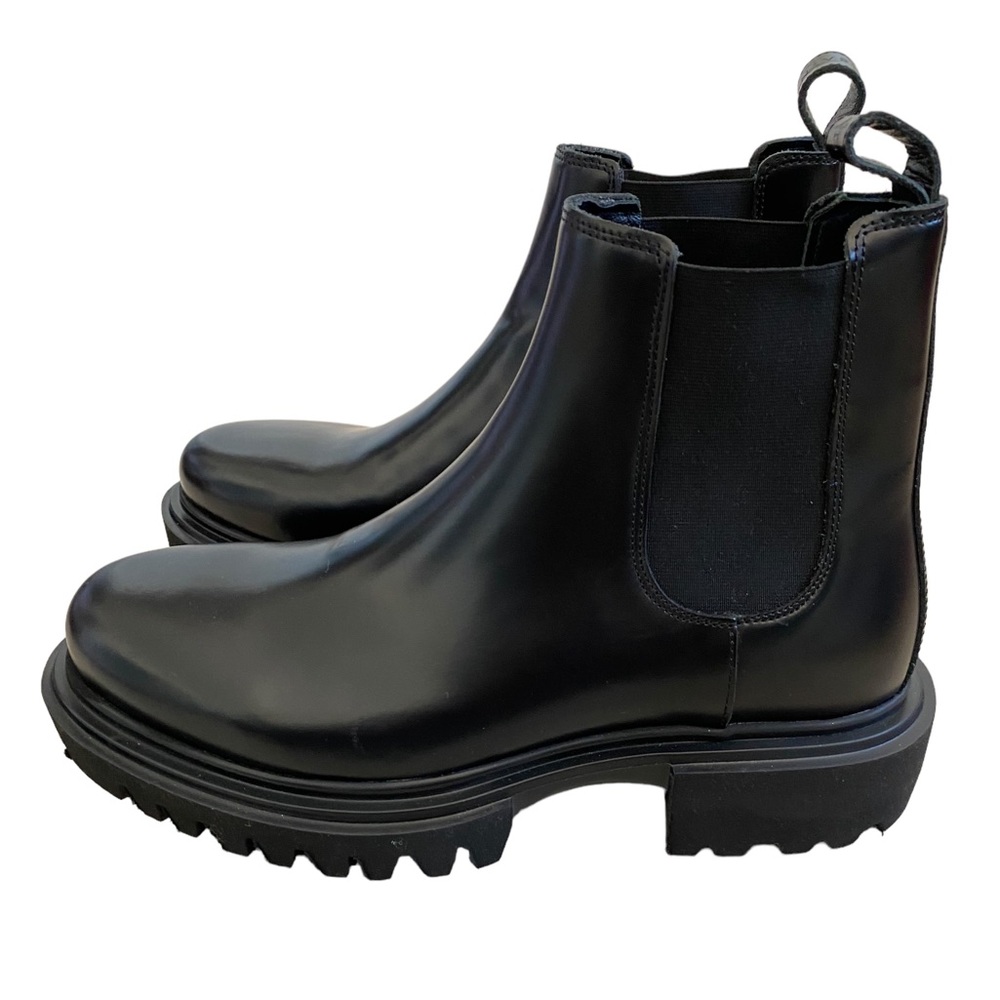 NEW all Saints black leather Tarun Chelsea boots Lugger sole 41 US8